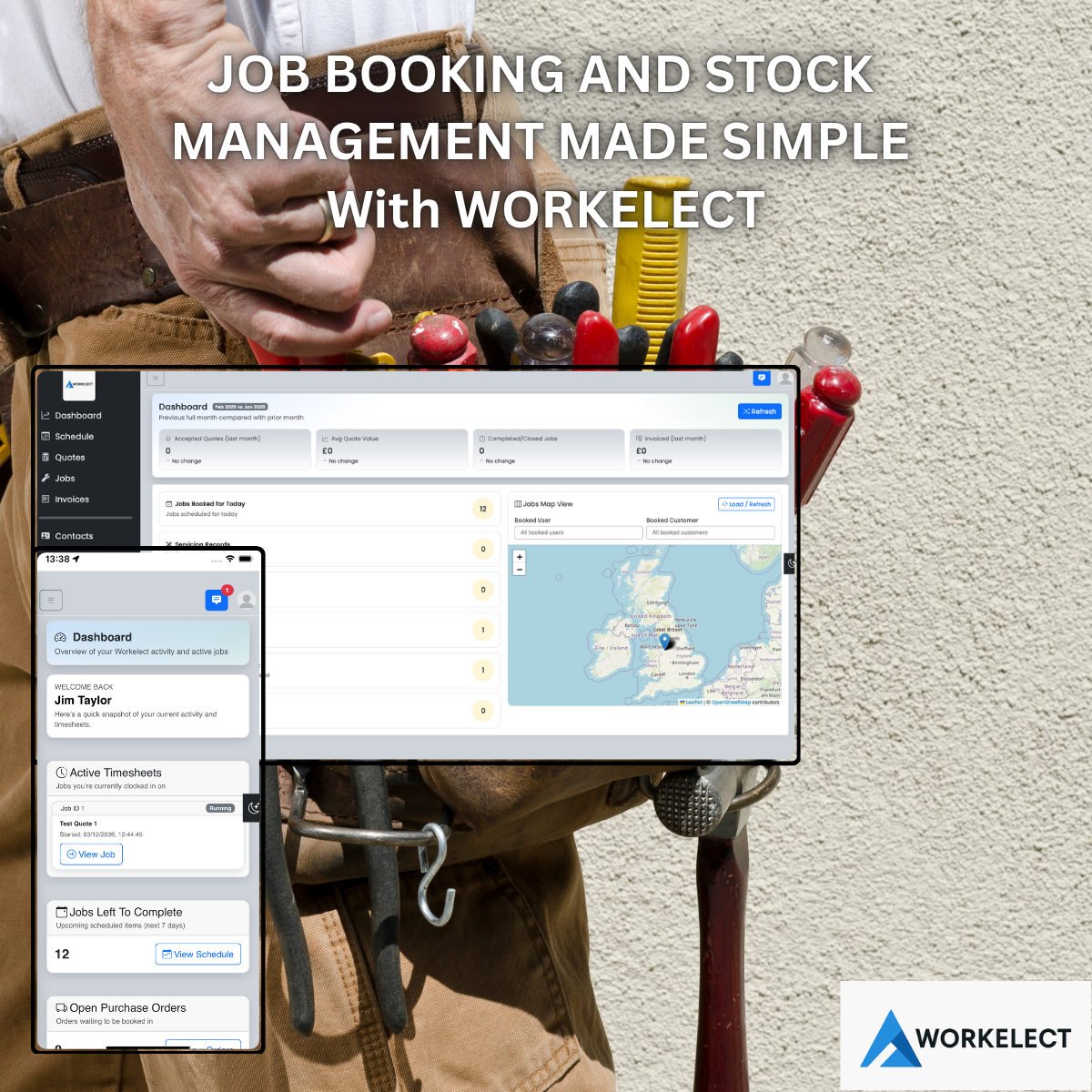 Handyman job booking and stock management