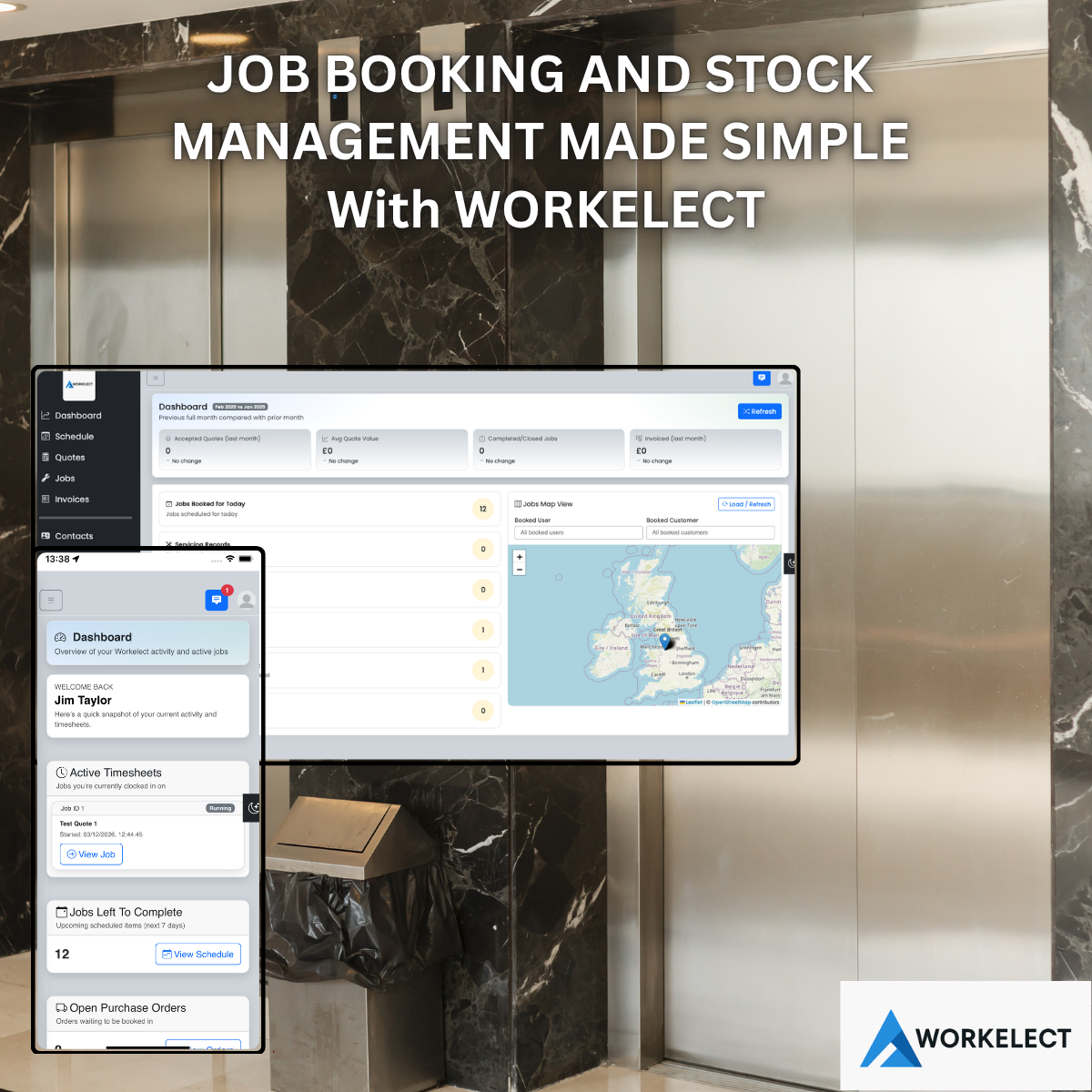 Elevator Maintenance job booking and stock management