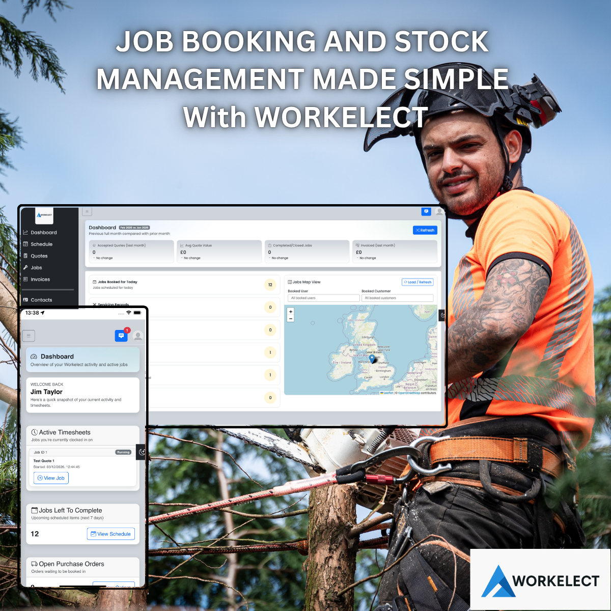 Tree Surgeon job booking and stock management