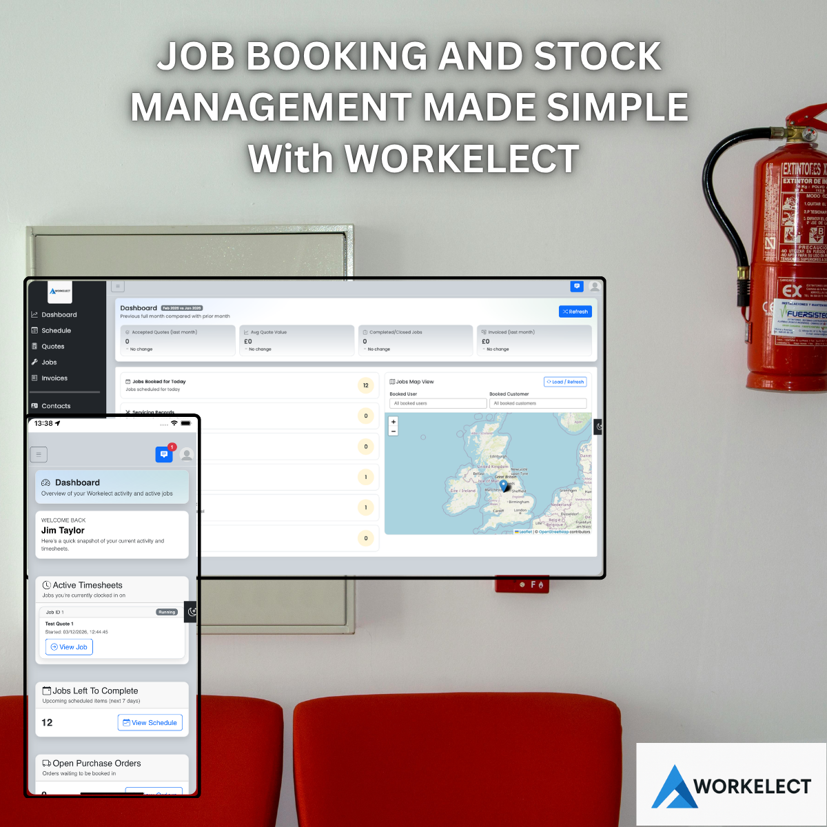 Fire & Safety Equipment job booking and stock management