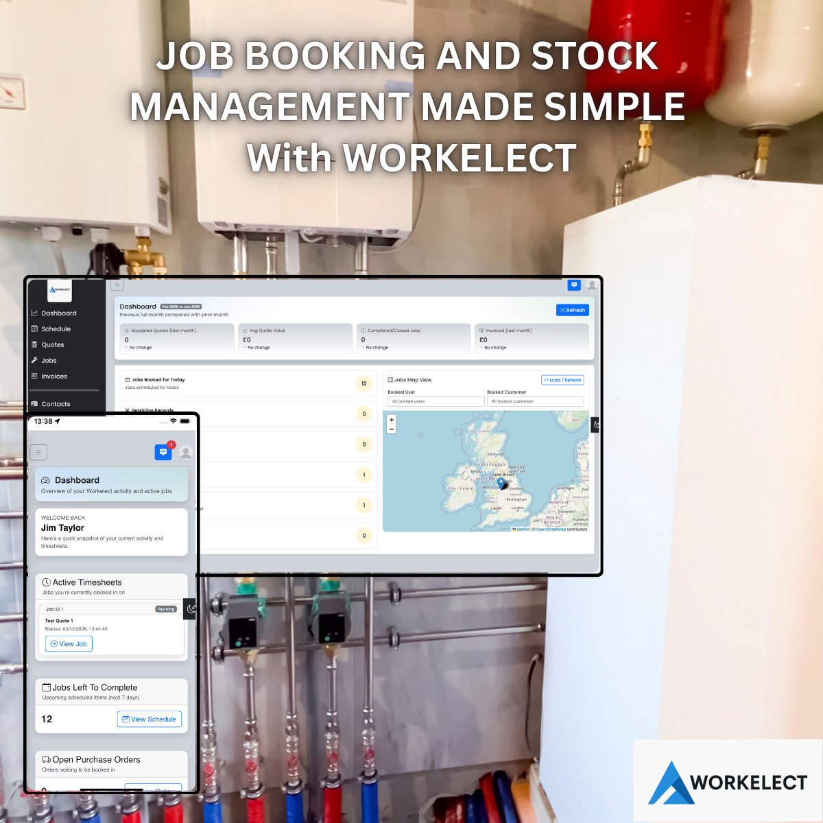 Plumbing & Heating job booking and stock management