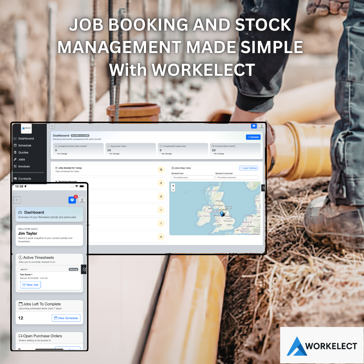Drainage job booking and stock management