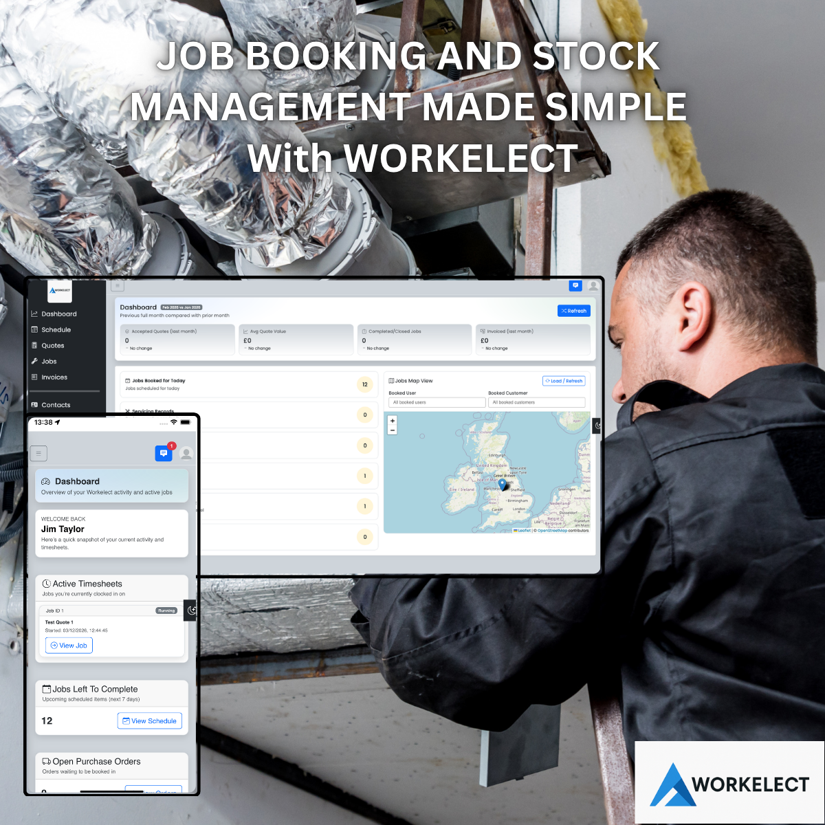 HVAC job booking and stock management