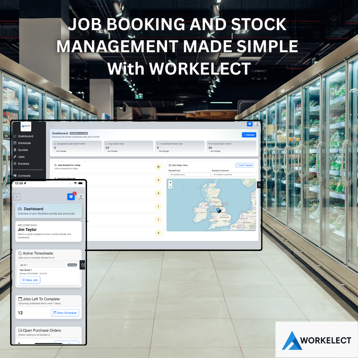 Refrigeration job booking and stock management