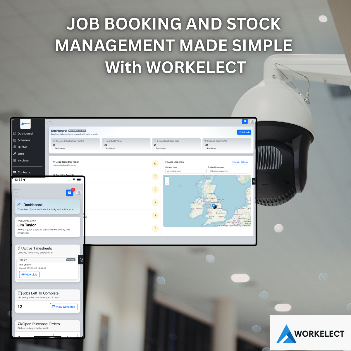 Security Equipment job booking and stock management