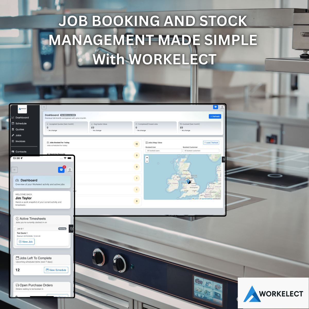 Catering Equipment job booking and stock management