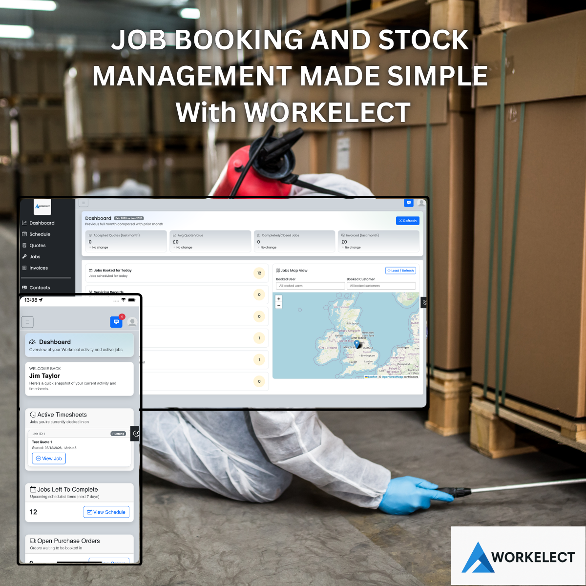 Pest Control job booking and stock management