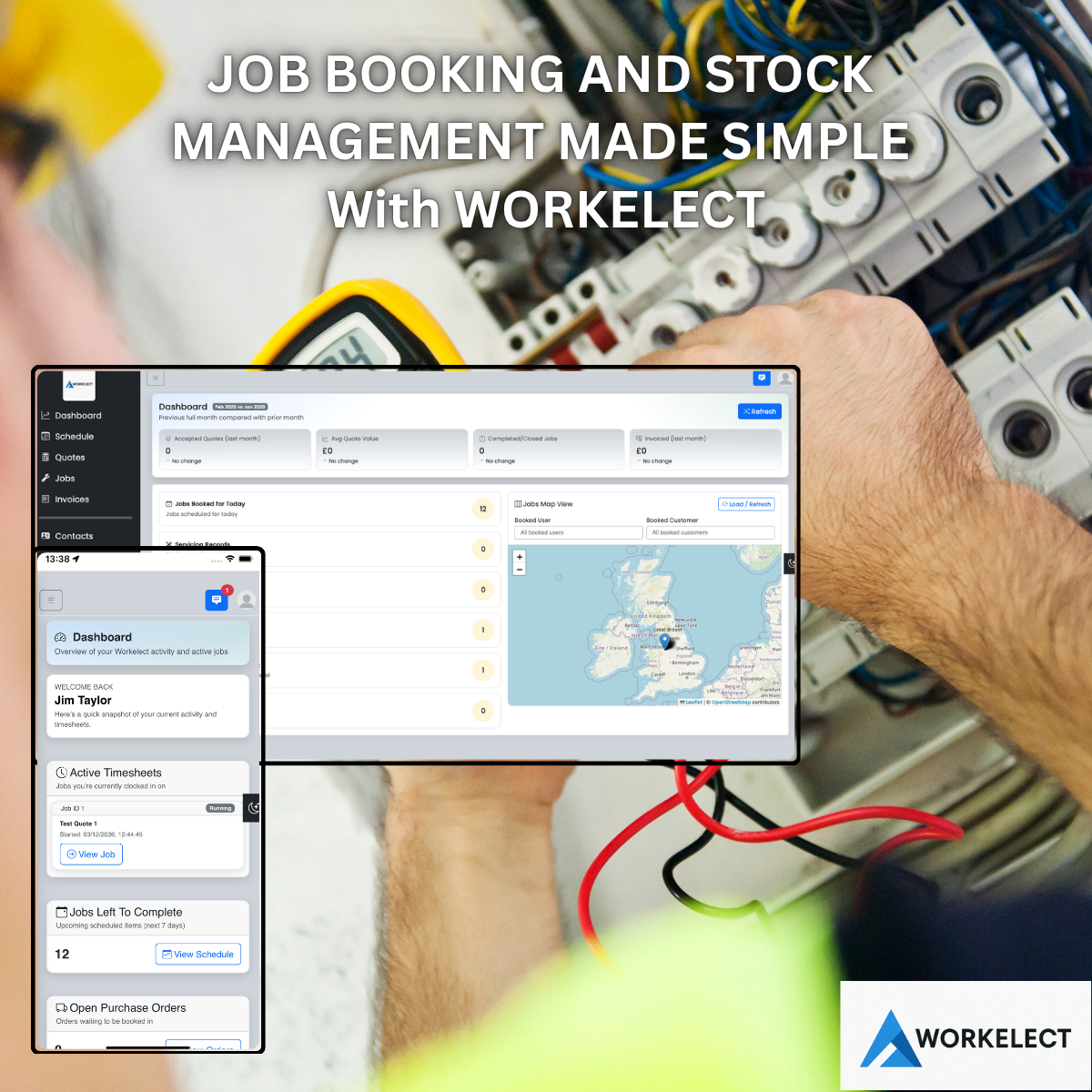 PAT Testing job booking and stock management