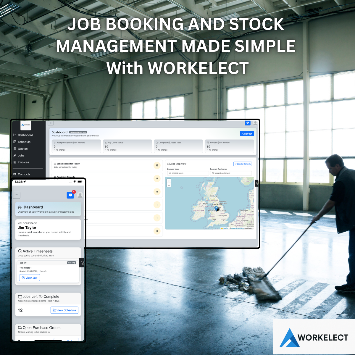 Cleaning job booking and stock management